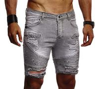 Leif Nelson Pantaloni corti estivi da uomo, per motociclisti, jogging, pantaloni corti in jeans, basic Chinos, cargo a 5 tasche, Destroyed Used Stretch per il tempo libero, bermuda Slim Fit LN1663
