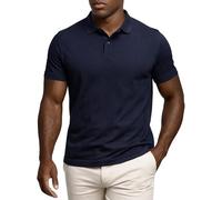 Leif Nelson Polo da uomo slim fit, 100% cotone, a maniche corte, taglio aderente, casual, da lavoro, estiva, Blu, XXL