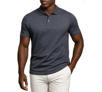 Leif Nelson Polo da uomo slim fit, 100% cotone, a maniche corte, taglio aderente, casual, da lavoro, estiva, antracite., XL