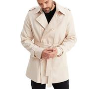 Leif Nelson Trench - Giacca corta da uomo, a mezza stagione, da uomo, in 100% cotone, beige., L