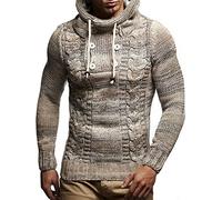 Leif Nelson Uomo Maglione Cappuccio Beige/Invernale Alta qualità, vestibilità Regolare, Ideale per Casual e Professionale, Manica Lunga Taglia XXXL