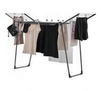 Leifheit 150 Solid Black Edition stendibiancheria, asciugabiancheria stabile, ali per capi lunghi, stendino balcone ad ali particolarmente compatto che passa anche attraverso porte strette. Solido e s