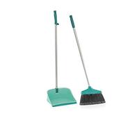 Leifheit 41404 Paletta Aperta E Scopino con Manico, Metallo, Verde, Set da 2 pezzi