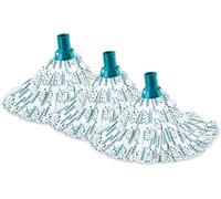 Leifheit 52071 Testina Sostitutiva Lavapavimenti A Frange, Classic Mop Viscose Set 3 pz 60%, Polyester 40%, Blu, 3 unità