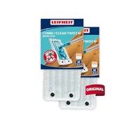 Leifheit Clean Twist M micro duo set da due pezzi Panno mop in microfibra, Ricambio panno lavapavimenti con setole speciali, Mop ricambio ideale per pavimenti lisci