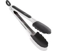 Leifheit Pinze da Cucina 23 cm, Bloccaggio a 1 Mano, Nylon | Punte in nylon resistenti fino a 160°C, adatte a barbecue e padelle antiaderenti, impugnatura inox con occhiello