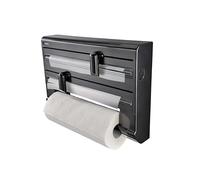Leifheit portarotoli da parete Parat Black, porta carta cucina design moderno, tre rotoli, bordi taglio netti, porta carta cucina con forma ergonomica, porta rotolo da cucina nero
