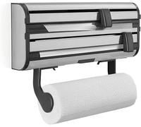 Leifheit Accessori - Portarotolo da cucina a parete, con taglierina, color nero/argento 25793
