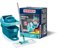 Leifheit Pressa Profi XL Set lavapavimenti, Mop lavapavimenti con strizzatore incorporato, Mop set con rotazione scopa a 360° e secchio con rotelle