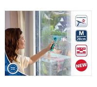Leifheit Pro Reach 51425 M Tergivetro 2 in 1, tergivetro per doccia da 28 cm con snodo mobile e bordo antigoccia, sistema Click