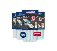 Leifheit Profi XL Micro Duo mop Cover Set di 4, Copertura di Ricambio per tergicristalli, per Tutti i Tipi di Pavimento, Panno di Pulizia in Microfibra Ottimo per Piastrelle e Pavimenti in Laminato