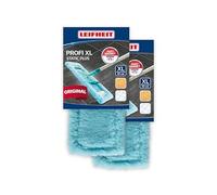Leifheit Rivestimento Profi Static Plus, Ricambio Elettrostatico 2 Pezzi | Fibre di poliestere per pulizia a secco, cattura polvere e peli, lavabile fino a 100 volte a 40°C, per parquet e laminato