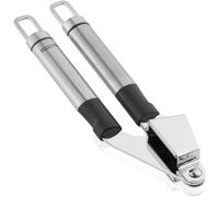 Leifheit Garlic Press Wyciskacz do czosnku ProLine, Acciaio Inossidabile, Argento/Nero, 26 x 9.5 x 8.5 cm