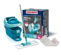 Leifheit Set lavapavimenti mop set Profi XL manico 146 cm rotelle, 1x panno microfibra per tutti i pavimenti, 1x Superduster Floor XL, mop lavapavimenti con strizzatore senza chinarsi, Click-System