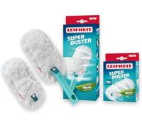 Leifheit Spolverino SUPERDUSTER, Microfibra 360° con 2 Rivestimenti | Flex Zone per angoli e fessure, rivestimenti lavabili fino a 50 volte a 40 °C, adatto al Click System Leifheit