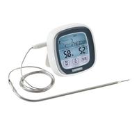Leifheit Termometro Digitale per Arrosto, Cavo 380 °C, Timer | Termometro per barbecue e forno, 5 livelli di cottura per 7 tipi di carne, display Sensor-Touch illuminato, cavo 100 cm