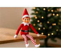 LEIGHT Elfo In Vinile Morbido Con Cappello E Targhetta, Il Più Piccolo Elfo Pieghevole Al Mondo 40 Cm Sullo Scaffale Accessorio Natalizio Per Bambini E Bambine Colori Rosso, Verde E Rosa (ROSSO)