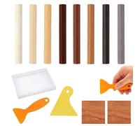 LEIIERUY Kit Riparazione Legno con Pastelli in Cera per Graffi Parquet e Mobili, 8 Bastoncini Colorati con 2 Raschietti e Scatola, per Pavimenti in Legno, Piani di Lavoro e Arredi Domestici