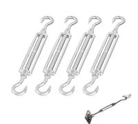LEIIERUY Tenditore M5 in Acciaio Inox 304, 4 Pezzi, Filo Regolabile con Occhiello, Resistenza 40kg, Lunghezza 12.2-18cm, per Cavi, Corde, Giardino e Uso Domestico
