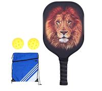 LEIJIAER Set di Racchette da Pickleball in Fibra di Carbonio con 2 Palline e Borsa portaoggetti. Racchetta Leggera di Alta qualità per Sport all'aperto e al Chiuso, Principianti e (Lion PK-061)
