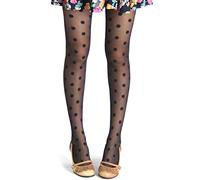 Leikance - Collant stretti, da donna, in stile vintage, a pois, in pizzo, colore: nero