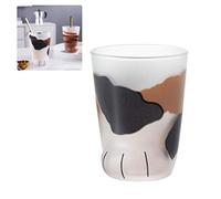 Leikance - Tazza in vetro con zampa di gatto, motivo: zampe di tigre, per ufficio, caffè, colazione, latte, idea regalo
