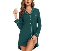 Leikar Camicia da notte premaman camicia da notte da donna pigiama per allattamento a maniche lunghe camicia da notte, manica lunga, verde, XL