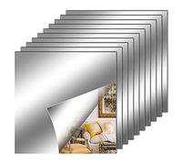Leikedun 10 Pezzi Adesivo Specchio da Parete Moderno 25X25cm, 0.2mm Acrilico Specchio Flessibile Adesivo, Non Vetro, Specchi Decorativi da Parete per Armadio, Muro, Bagno (25X25cm)