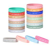 Leikedun 20pz Braccialetti Silicone con Frasi Motivazionali Italiano, Bracciali Colorati Bambini, Gadget Compleanno Bambini Regalo per Adolescente Collega Festa Natale