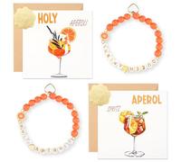 Leikedun 8 pezzi Aperol Regali Donna, 2 bracciali Aperol e 2 biglietti di compleanno con busta, adesivi, arancione Holy Queen Aperoli, accessori per gli amanti degli Aperoli, Eine Grösse, Plastica