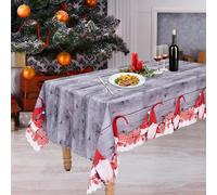 Leikedun Tovaglia di Natale, 180 x 150 cm Tovaglie di Natalizio Rettangolari Antimacchia Lavabile Resistente Natale Decorazioni, Grandi Runner Lavabili da Tavola per la Cena di Natalizia, Grigia