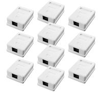 Leikurvo 10 prese di rete CAT 6A da parete, 1 porta: RJ45, schermate, montaggio a parete, 10 Gbit/s, Ethernet di rete LAN, cavo di rete, set di prese Internet, bianco
