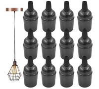 Leikurvo 12 pezzi vintage solido portalampada E27, attacco in bachelite, portalampada, attacco Edison Retro vite adattatore per lampade (nero)