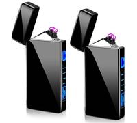 Leikurvo - 2 accendini elettronici USB - Accendino ad arco elettrico USB - Doppio arco elettrico - Nero - Moderno - Zinco alloy - Elettrico