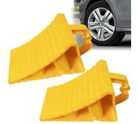 Leikurvo 2 Pezzi Cunei con Impugnatura, 190 x 110 x 110mm, Cunei in Plastica per Rimorchi, Cunei Frenanti per Auto, Roulotte, Camper (Giallo)