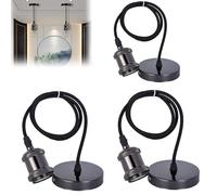 Leikurvo 3 lampadine E27, attacco E27, con cavo da 100 cm, vintage, lampada a sospensione con supporto a soffitto, per casa, bar, caffetteria