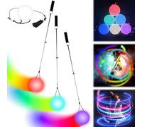 Leikurvo 3 Pezzi Set Di Palline LED Poi Con Luci A Palla Che Brillano Con Colori Arcobaleno Ed Effetto Stroboscopico, Palline LED Poi Per Giocolieri Con Doppie Cinghie Regolabili