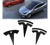 Leikurvo - 3 stemmi Tesla Logo 3 per auto, etichetta anteriore per cofano anteriore, bagagliaio, volante, logo nero opaco, accessorio per auto compatibile con Tesla Model 3