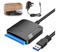 Leikurvo Adattatore USB 3.0 a SATA, adattatore USB 3.0 a SATA III con adattatore di alimentazione da 12 V/2 A per hard disk HDD/SSD da 2,5 pollici
