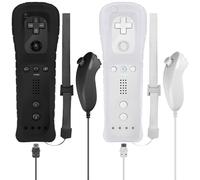 Leikurvo Confezione da 2 controller per telecomandi Wii, telecomando Wii con Nunchuk per telecomando Wii più controller sostitutivo Jostick per console Wii/Wii U (bianco + nero)