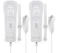 Leikurvo Confezione da 2 controller per Wii Remote, telecomando Wii con Nunchuk per Wii Remote e impugnatura di ricambio per console Wii/Wii U (bianco)