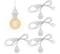 Leikurvo Confezione da 4 portalampada E14 con interruttore con spina europea: portalampada E14 con cavo 3 m, interruttore a vite, adattatore per lampada, supporto per cucina, soggiorno, cameretta dei