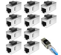 Leikurvo Connettore RJ45 CAT6a Keystone modulo 10 pezzi, 10 Gbps accoppiatore modulo connettore di rete schermato Keystone Jack, RJ45 femmina di rete per prolunga Ethernet cavo di rete