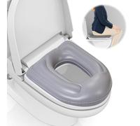 Leikurvo Cuscino per WC gonfiabile: cuscino per WC regolabile in altezza, in PVC, con ventose per adulti, anziani, disabili, sollievo dal dolore al coccige (grigio)