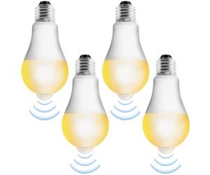 Leikurvo E27 Lampada LED Con Sensore Di Movimento: 4 Pezzi 15W Sensore PIR, Funzione Accensione/Spegnimento Automatica, Per Interni (Bianco Caldo 3000K)
