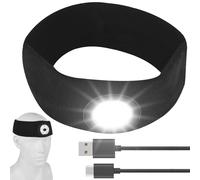 Leikurvo Fascia per la Fronte con Luce a LED: Ricaricabile Tramite USB Torcia Led Frontale, 3 Modalità di Luce, Cappello da Corsa Elasticità per Corsa, Jogging, Campeggio, Escursionismo