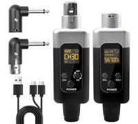 Leikurvo Ricevitore microfono senza fili, 2,4 G 1 a 1 trasmettitore/ricevitore UHF, corrente phantom 48 V, compatibile con microfoni dinamici e a condensatore, 50 m, per sistemi PA, canto ed eventi