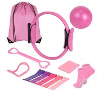 Leikurvo Set pilates da 13 pezzi, pilates Essential Kit per donne con pilates Ball Pilates, fasce di resistenza, calze, anello pilates e accessori per stretching e fitness (rosa)