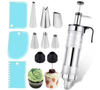 Leikurvo Siringa per torte, in acciaio inox, con 6 beccucci, per torte, per decorare torte, ciambelle, cupcake, pasticcini
