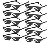 Leikurvo Thug Life - 10 occhiali da sole a mosaico, occhiali da sole per feste, occhiali da sole MLG Fun unisex, set di occhiali da sole ideali per feste e travestimenti, Nero